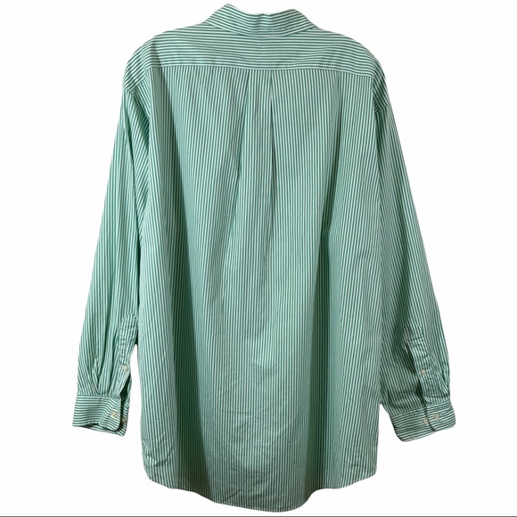 Ralph Lauren Button Down Green White Stripe Classic Fit, Men's Size 17 32/33 - Picture 3 of 8